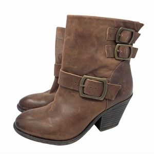 Lucky Brand Tommie Burnished Leather Booties 7.5